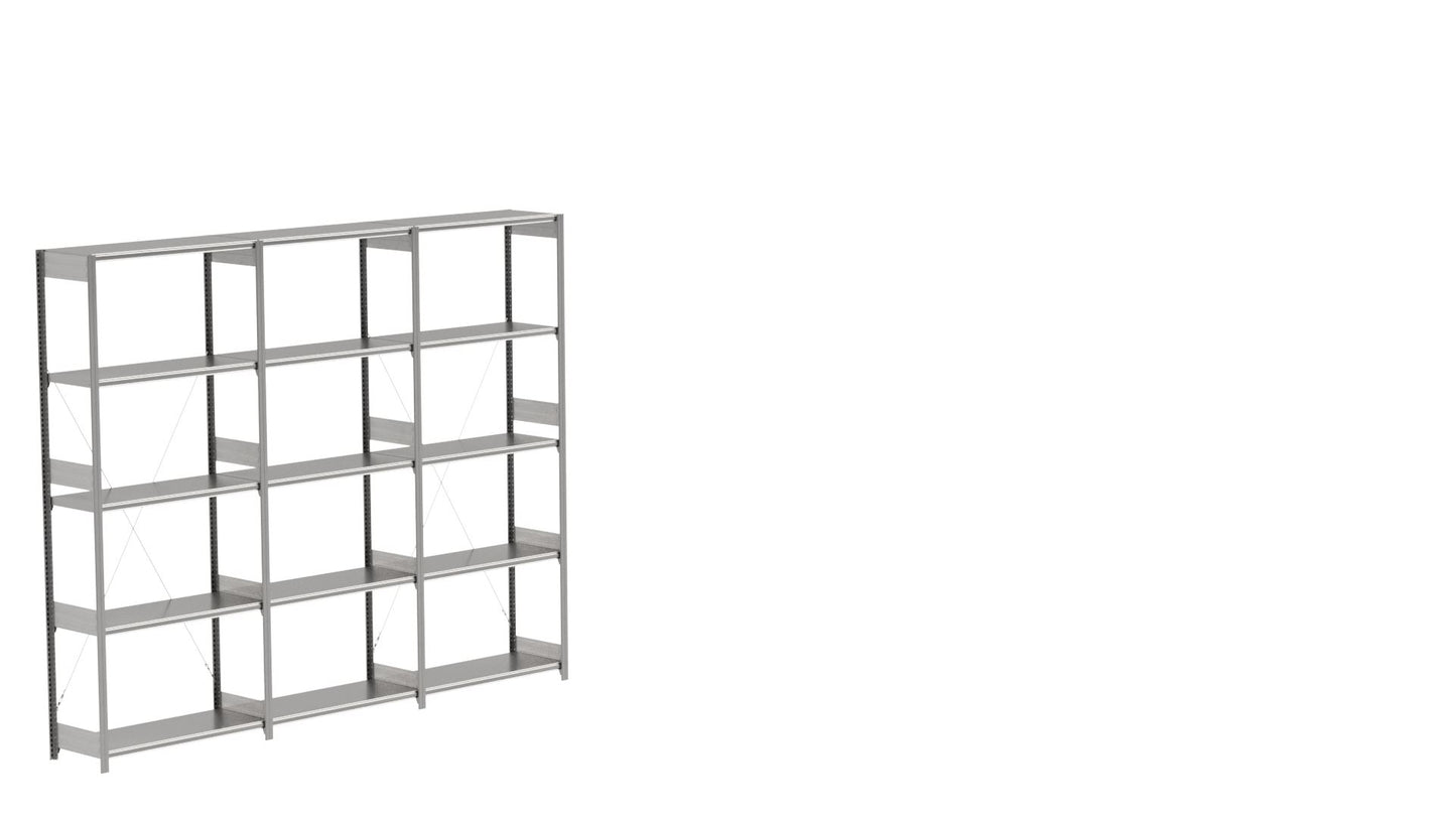 BITO Småvarereolpakke H2500×D424 mm – L3074, 3 seksjoner