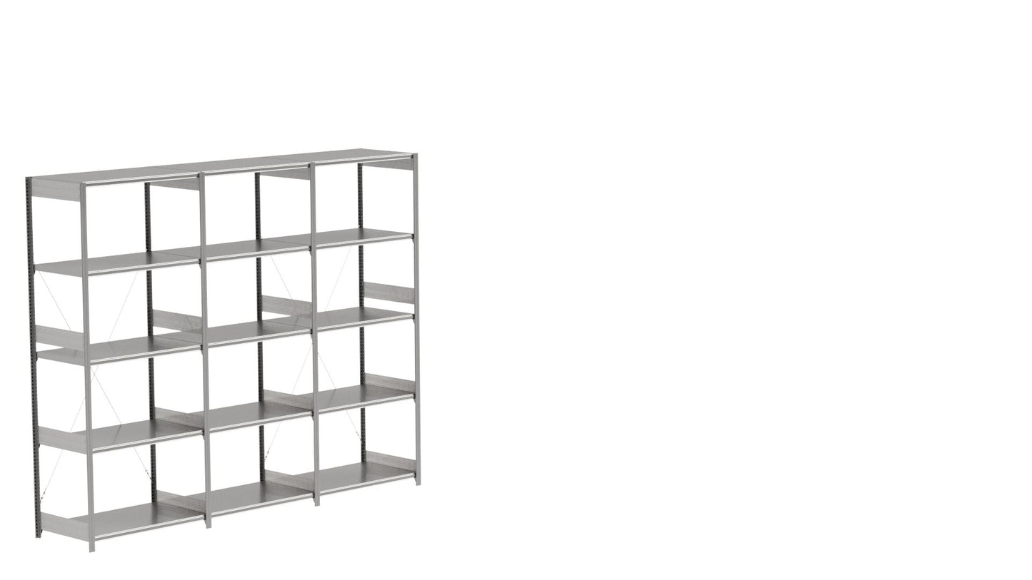 BITO Småvarereolpakke H2500×D624 mm – L3074, 3 seksjoner