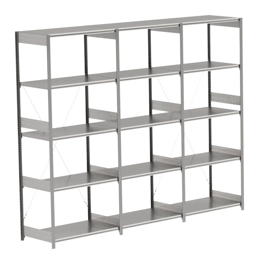 BITO Småvarereolpakke H2500×D624 mm – L3074, 3 seksjoner