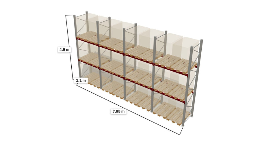 Brukt Constructor P90 pallereol i 3D, 24 pallplasser