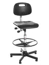 Classic høy arbeidsstol 64–90 cm – industristol med fotring og glidesko