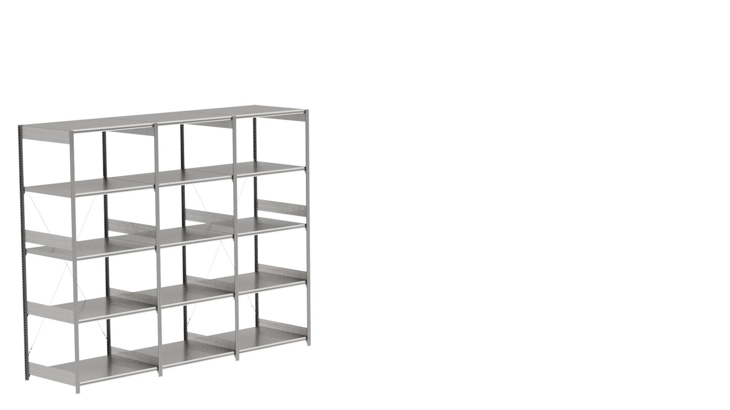 BITO Småvarereolpakke H2500×D824 mm – L3074, 3 seksjoner