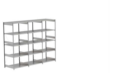 BITO Småvarereolpakke H2500×D824 mm – L3074, 3 seksjoner