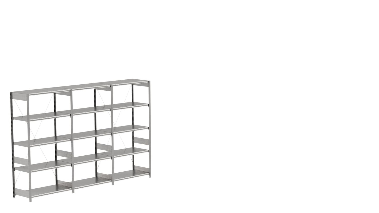 BITO Småvarereolpakke H2000×D524 mm – L3074, 3 seksjoner