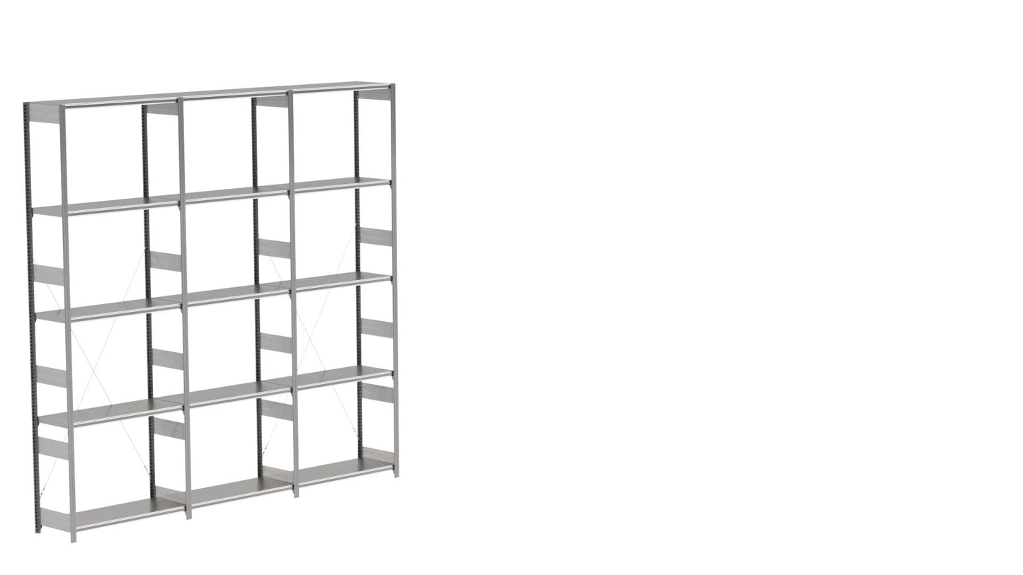 BITO Småvarereolpakke H3000×D424 mm – L3074, 3 seksjoner