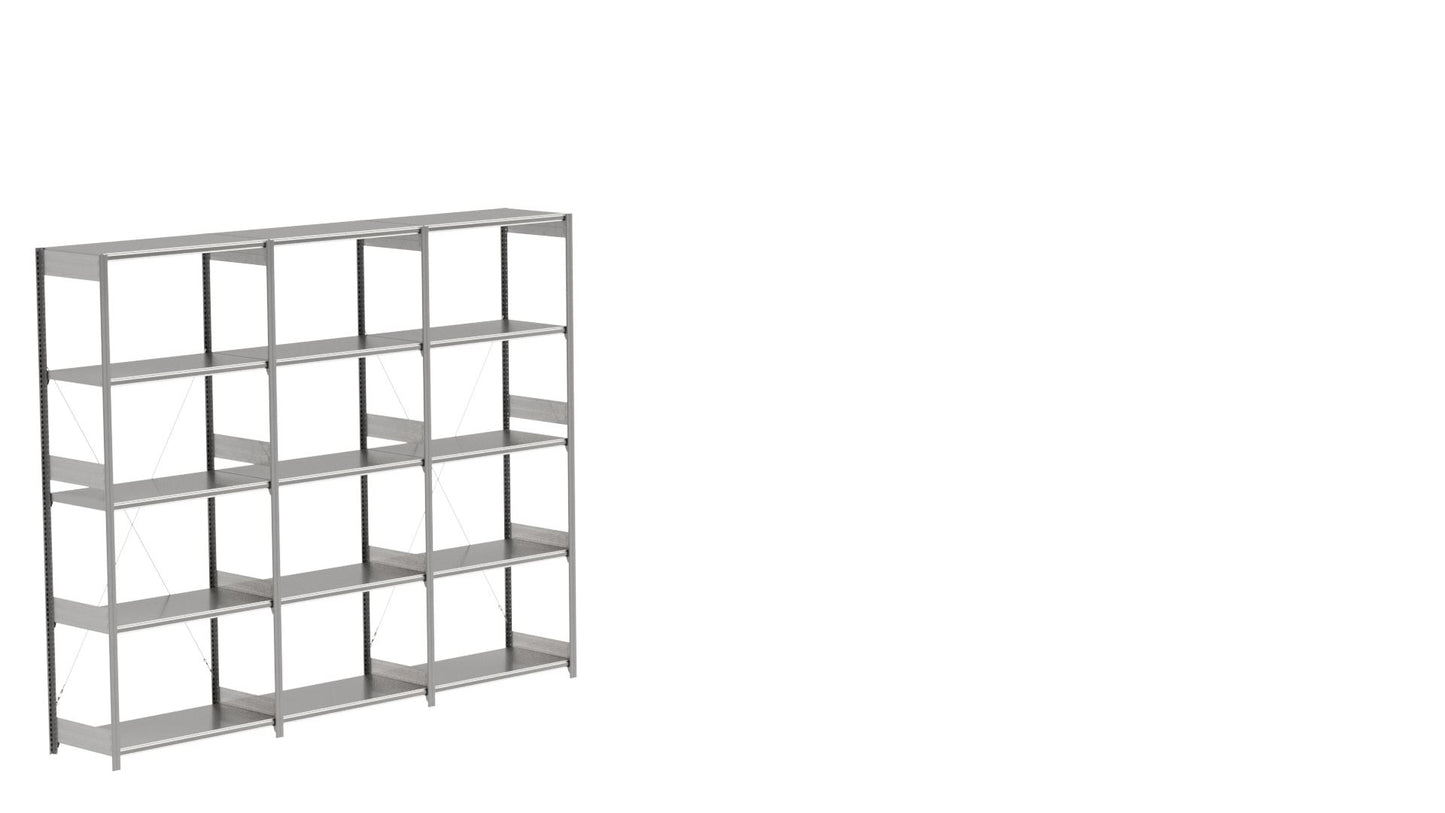 BITO Småvarereolpakke H2500×D524 mm – L3074, 3 seksjoner