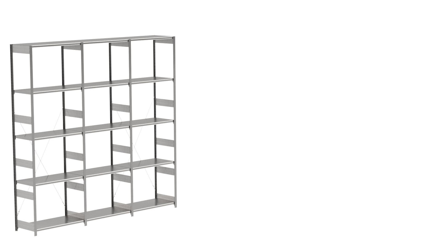 BITO Småvarereolpakke H3000×D524 mm – L3074, 3 seksjoner