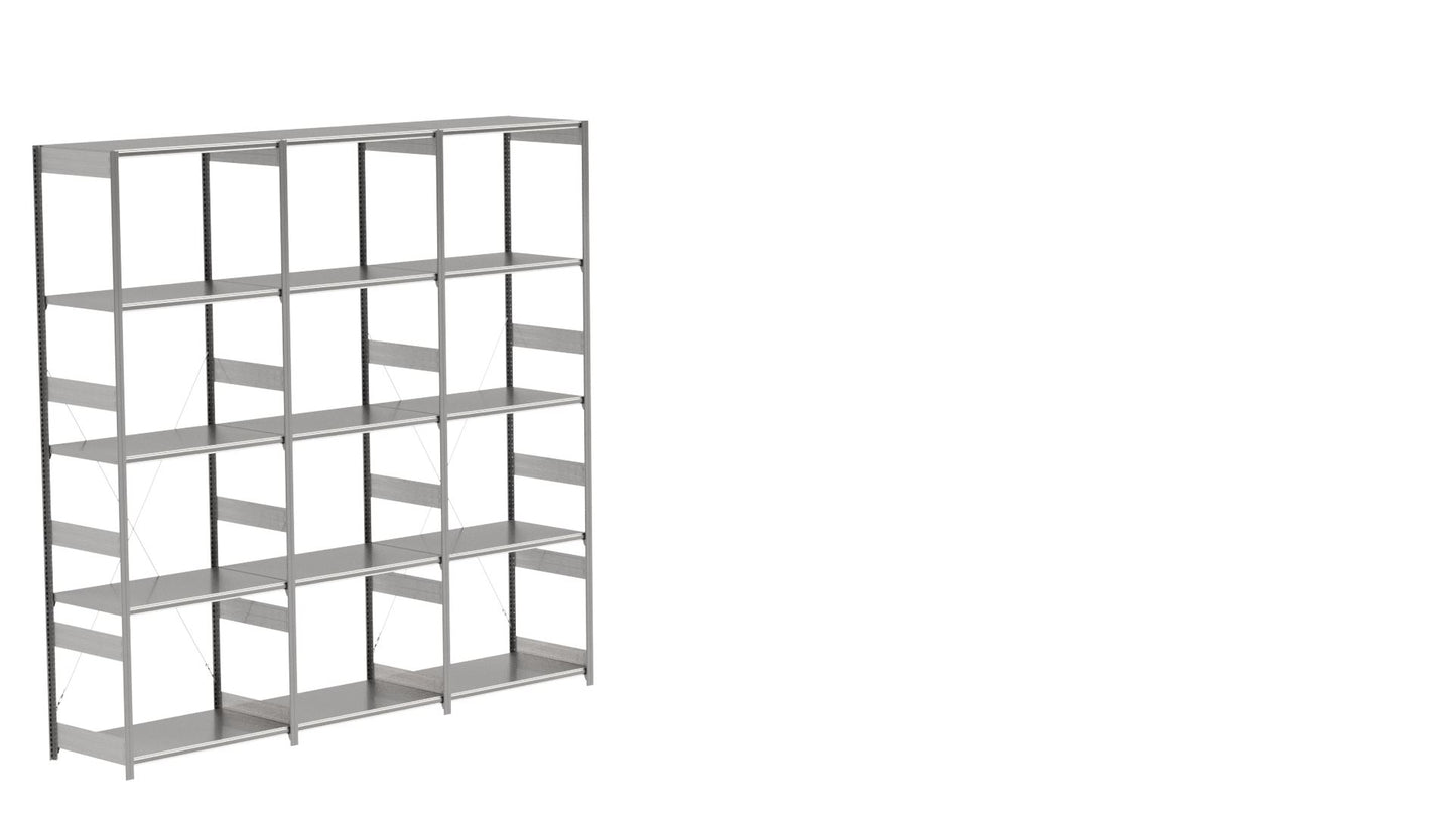 BITO Småvarereolpakke H3000×D624 mm – L3074, 3 seksjoner