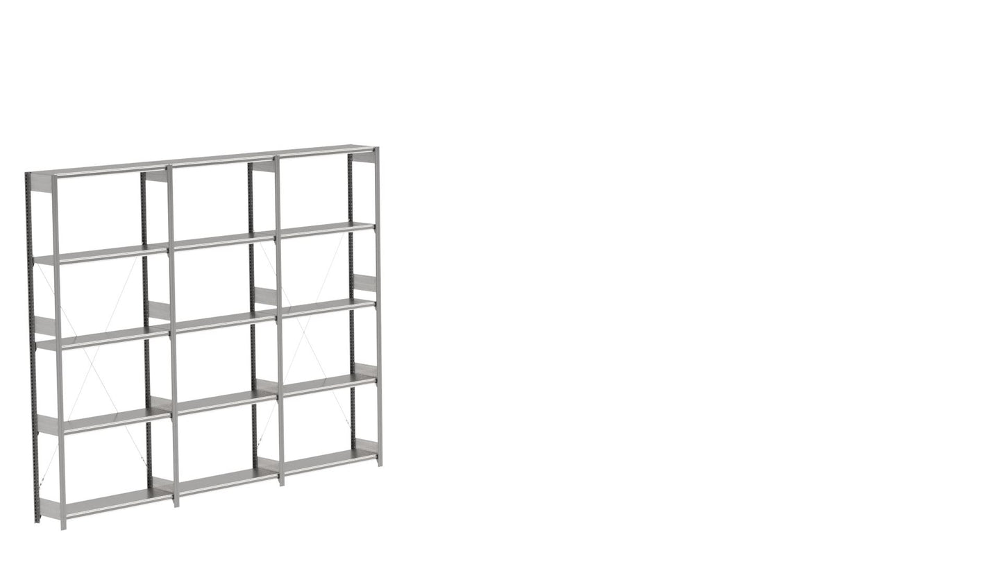 BITO Småvarereolpakke H2500×D324 mm – L3074, 3 seksjoner