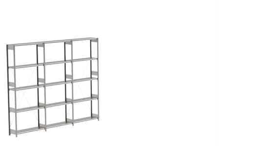 BITO Småvarereolpakke H2500×D324 mm – L3074, 3 seksjoner