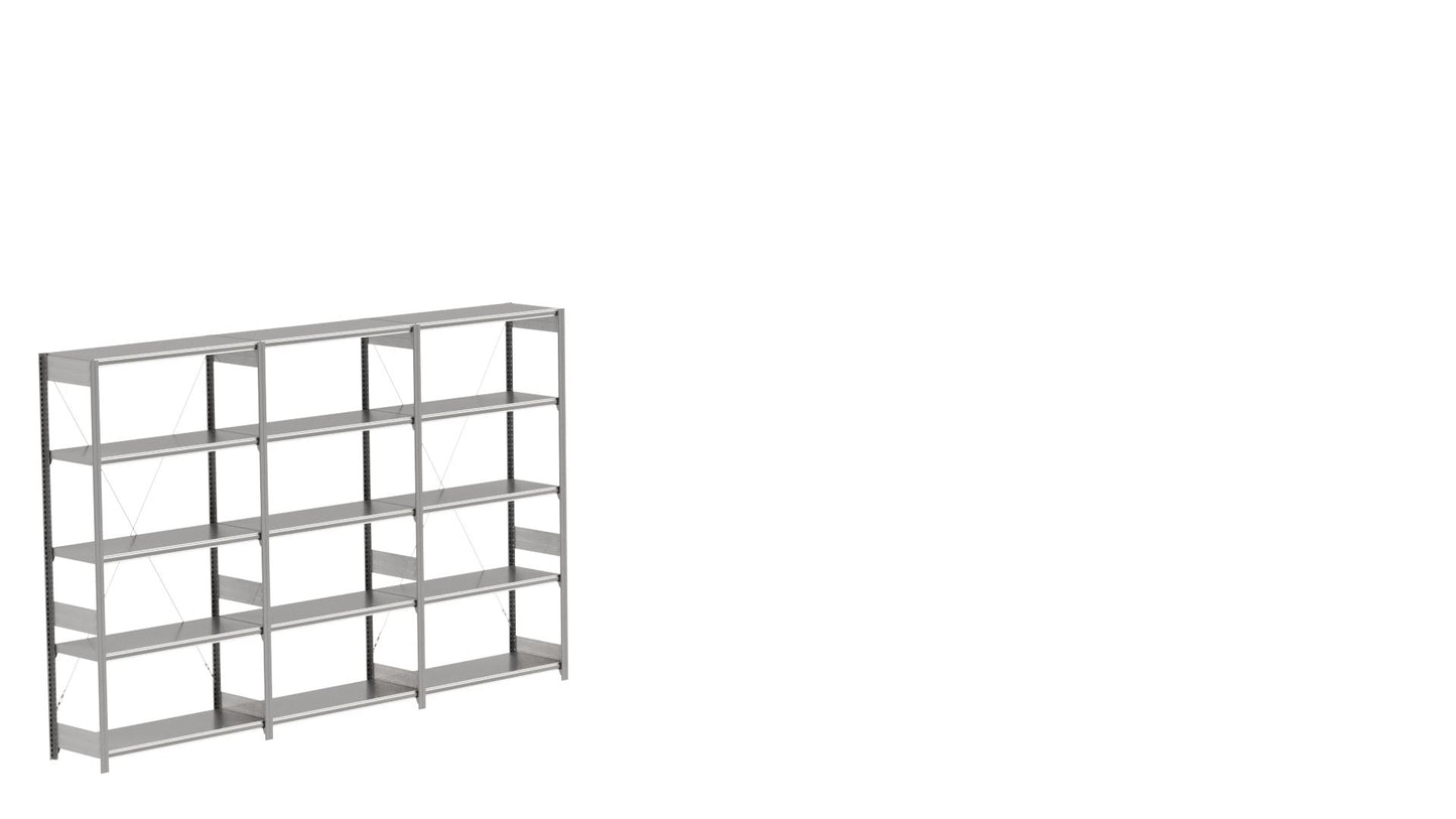 BITO Småvarereolpakke H2000×D424 mm – L3074, 3 seksjoner