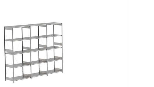 BITO Småvarereolpakke H2500×D624 mm – L3074, 3 seksjoner