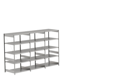 BITO Småvarereolpakke H2000×D824 mm – L3074, 3 seksjoner