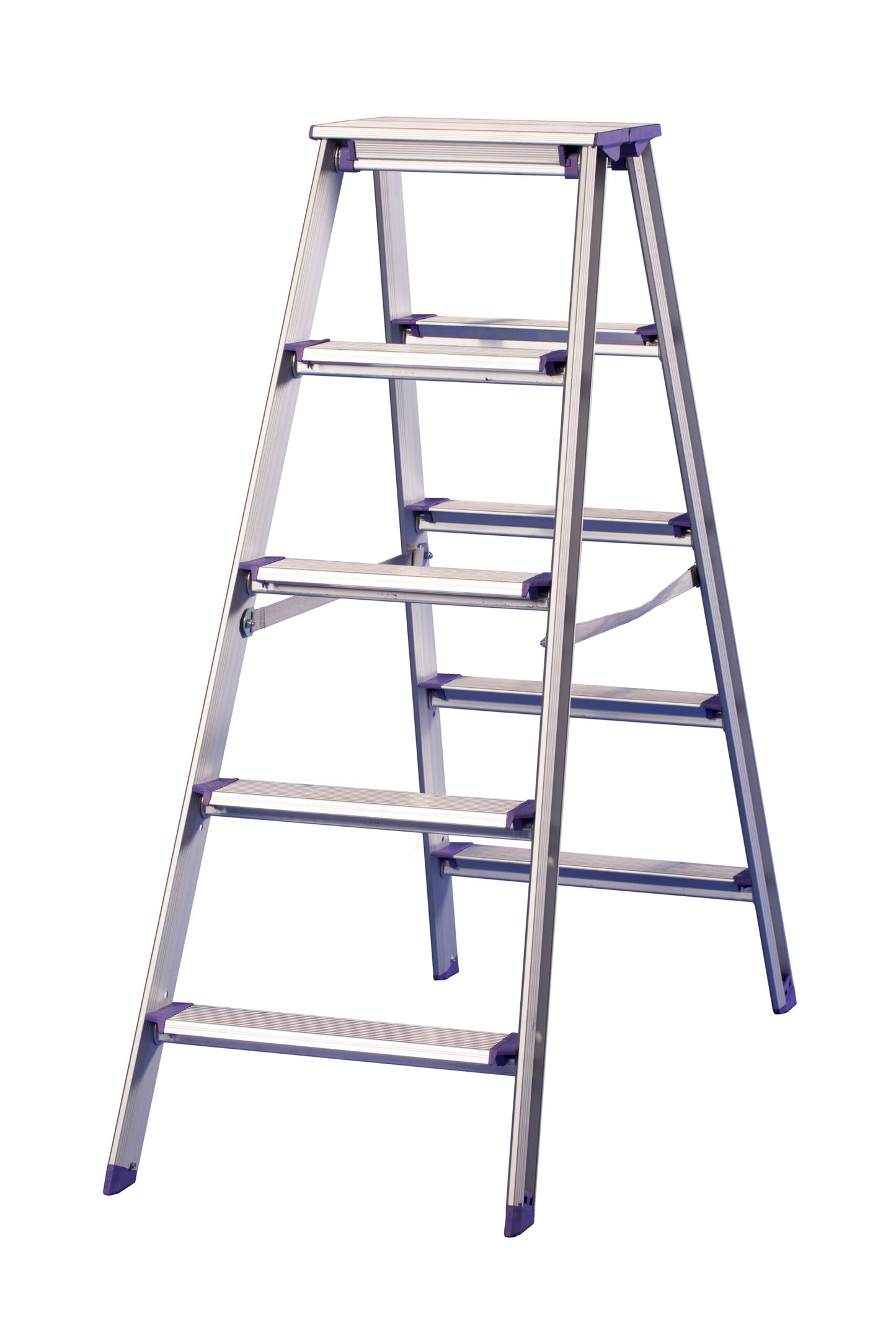 Tosidig trappestige dobbel Pro Classic i aluminium med fem trinn på hver side