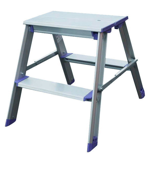 Trappkrakk Pro Classic medium i aluminium med plattform og to trinn, lilla beslag