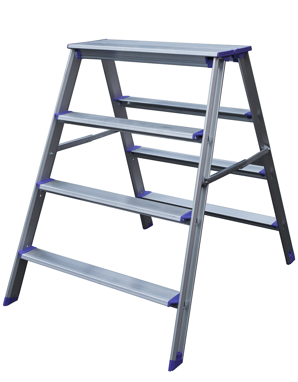 Tosidig trappkrakk Pro Classic medium i aluminium med fire trinn på hver side