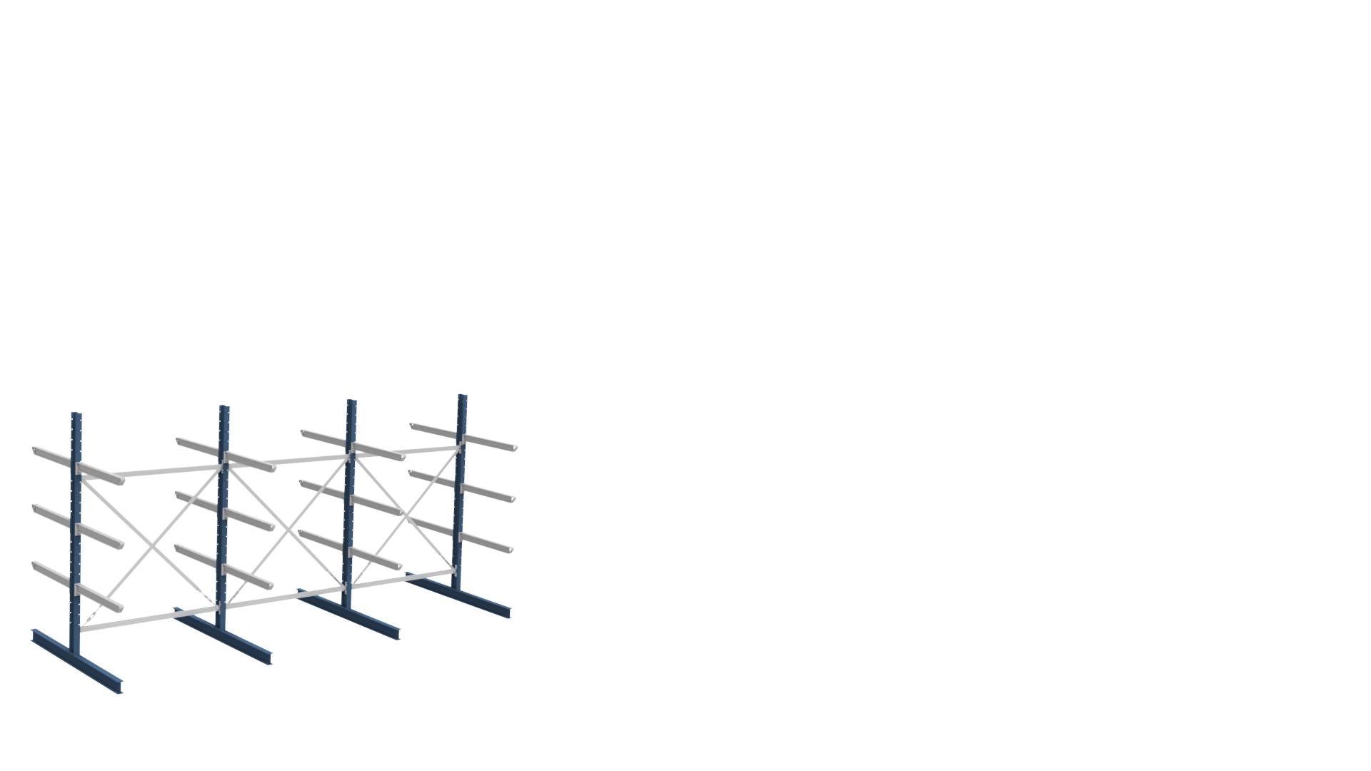 Produktbilde av SV dobbel grenreol i stål, L4560 × H2490 × D1120mm, 4 nivå