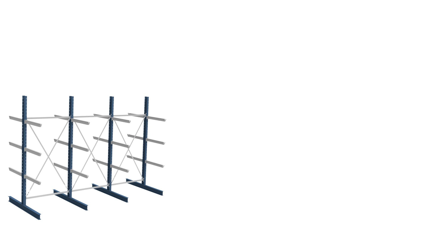 Produktbilde av SV dobbel grenreol i stål, L4580 × H3540 × D1260mm, 4 nivå