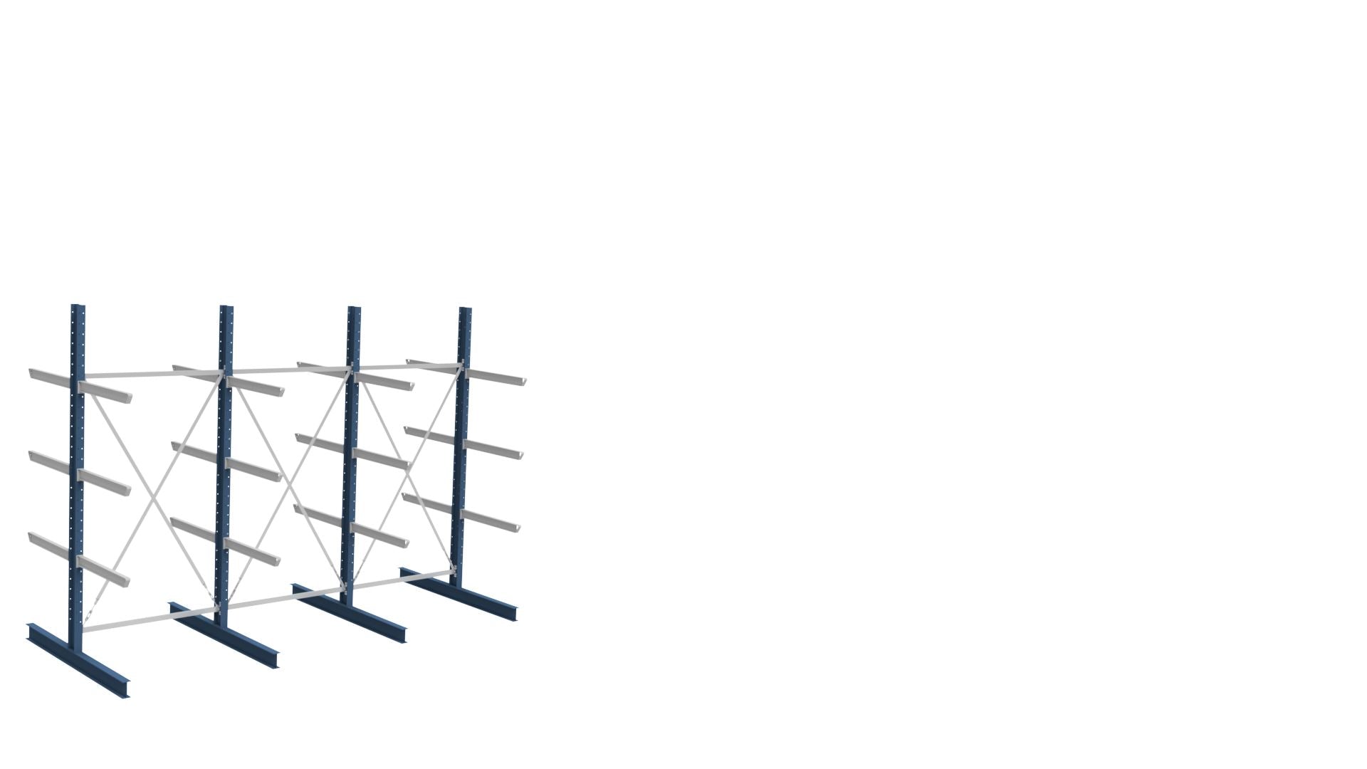 Produktbilde av SV dobbel grenreol i stål, L4580 × H3540 × D1260mm, 4 nivå