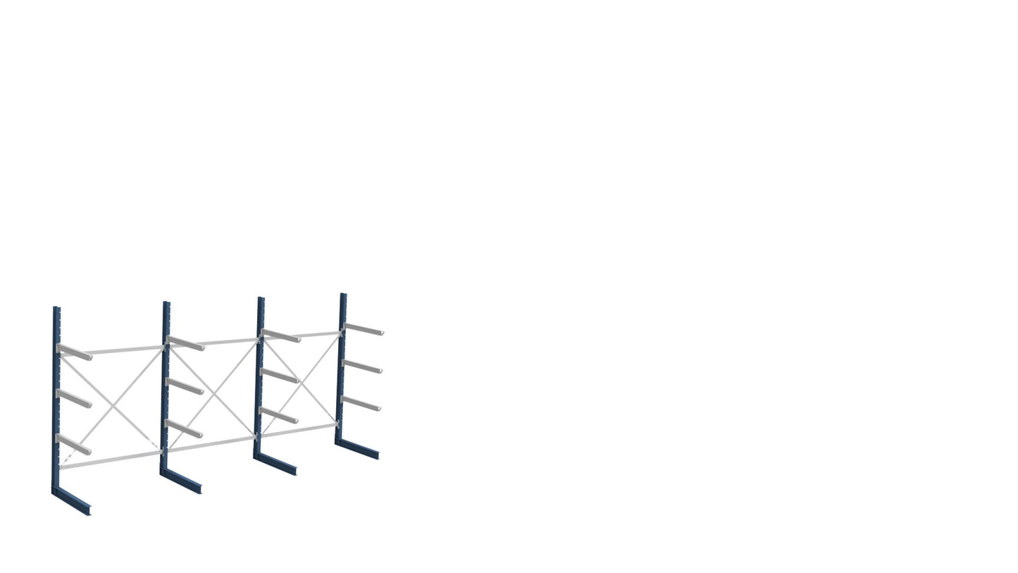 Produktbilde av SV enkel grenreol i stål, L4560 × H2490 × D1120mm, 4 nivå
