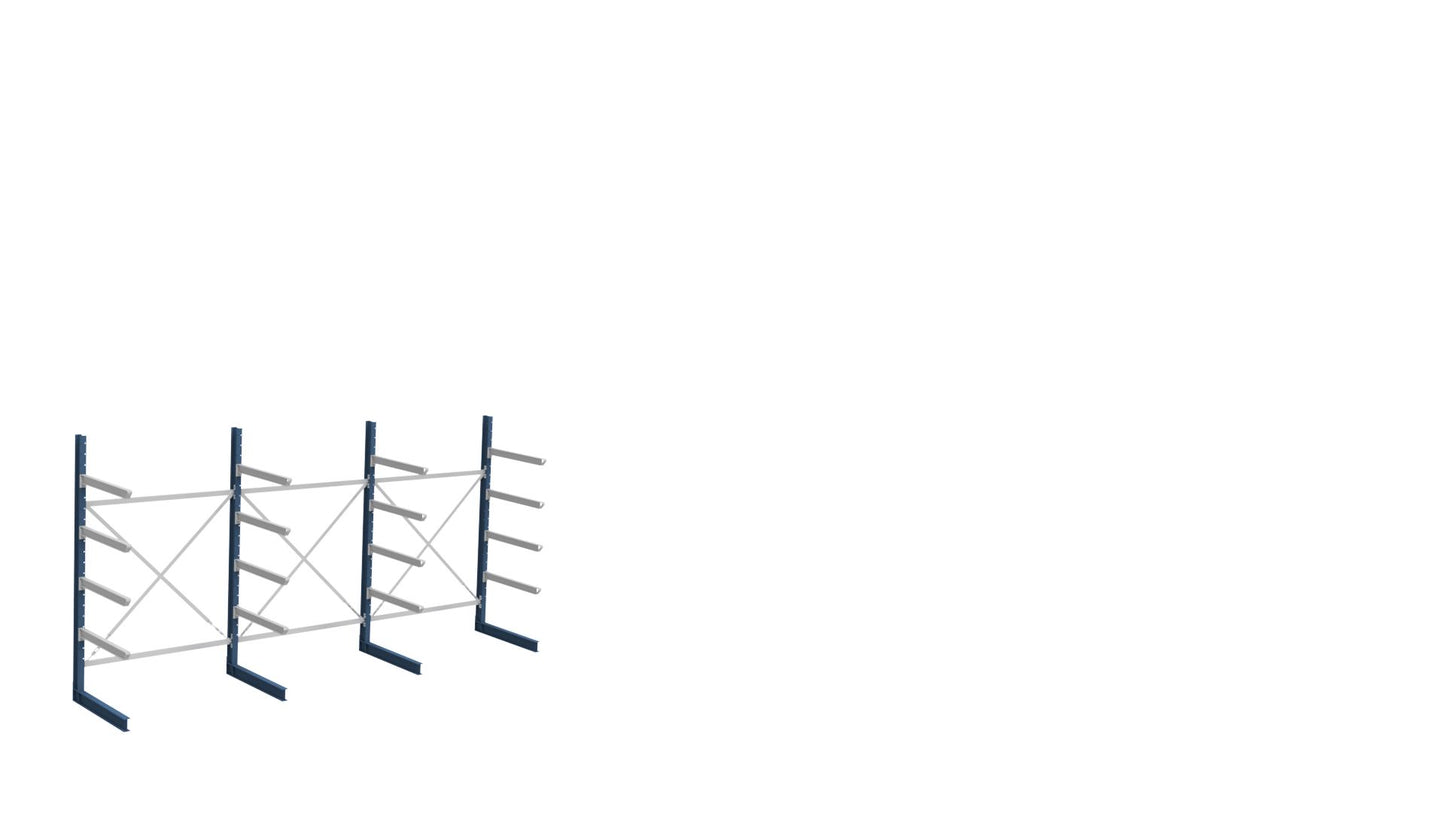 Produktbilde av SV enkel grenreol i stål, L4560 × H2490 × D1120mm, 5 nivå
